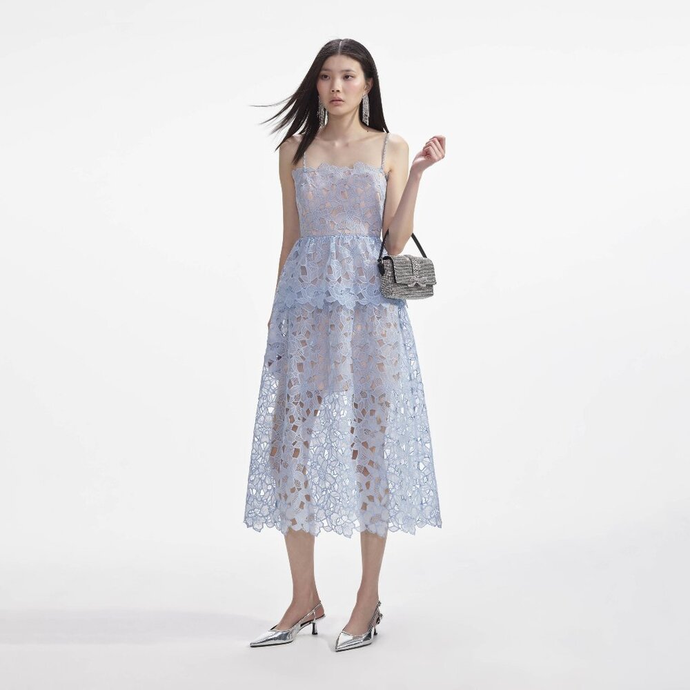 Self-Portrait Floral-Lace Midi Dress